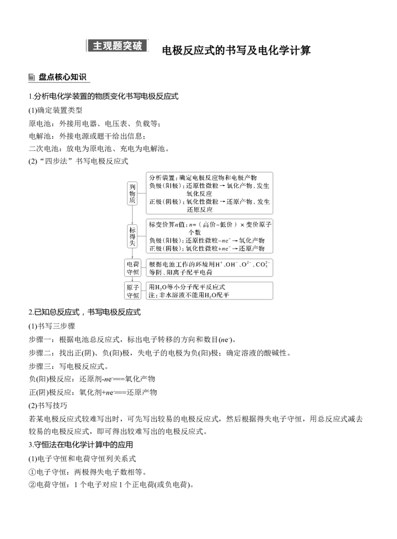 专题四　主观题突破　电极反应式的书写及电化学计算淘宝店：红太阳资料库_05高考化学_2025年新高考资料_二轮复习_2025年高考化学大二轮_2025化学二轮复习_大二轮专题复习