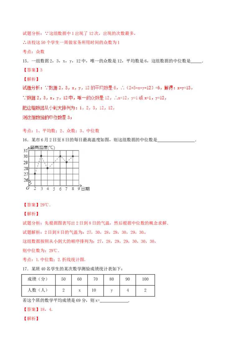第20章数据的分析（A卷）_初中数学人教版_八年级数学下册_保存转存之后查看(1)_8下-初中数学人教版（2026春新版持续更新）_旧版-可参考_06习题试卷_2单元测试_单元测试（第2套）