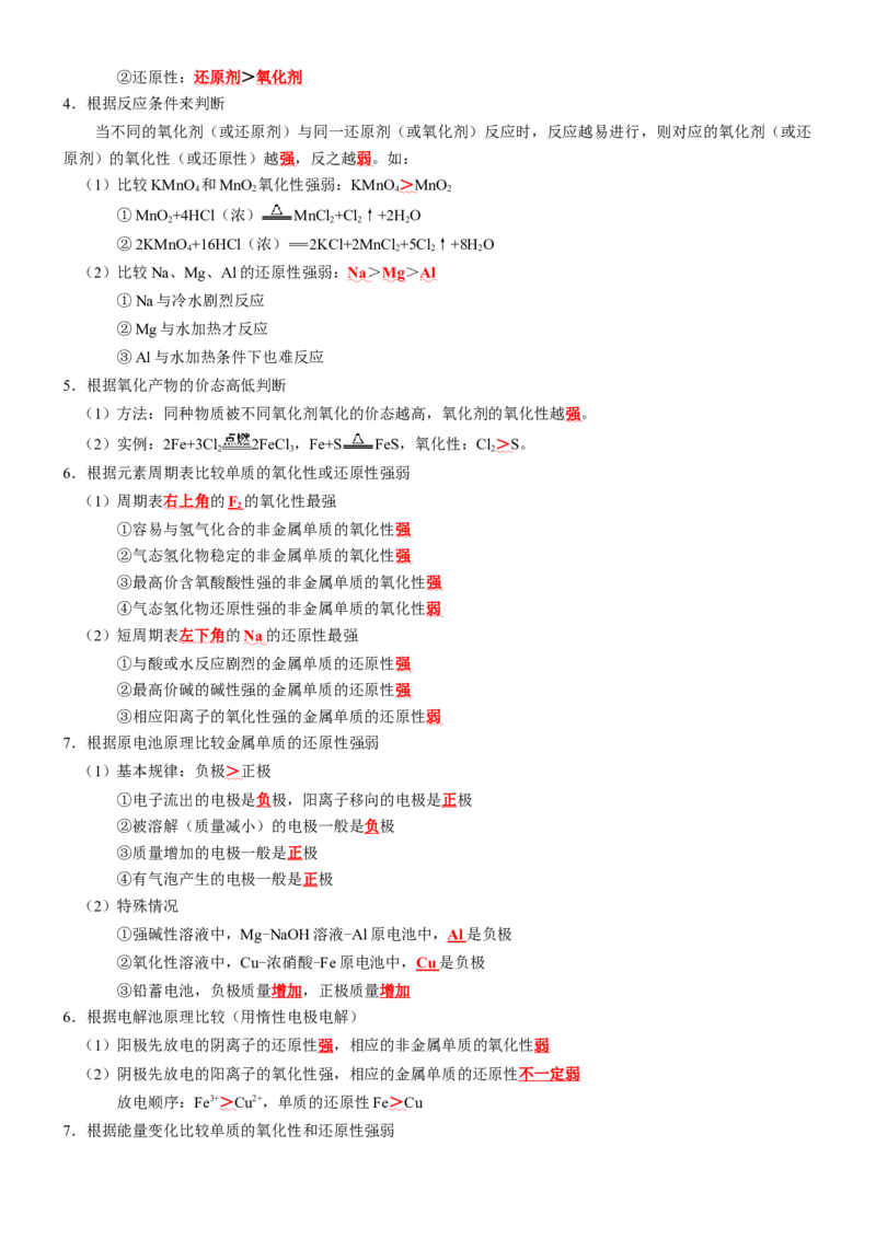 知识清单04++氧化还原反应-口袋书2024年高考化学一轮复习知识清单_05高考化学_2024年新高考资料_1.2024一轮复习_2024年高考化学一轮复习知识清单
