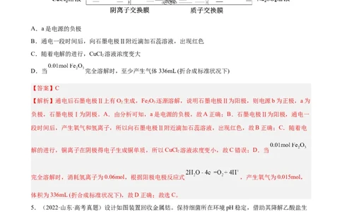 专题讲座（六）电解质介质和隔膜在电化学的作用（练）-2023年高考化学一轮复习讲练测（全国通用）（解析版）_05高考化学_通用版（老高考）复习资料_2023年复习资料_一轮复习