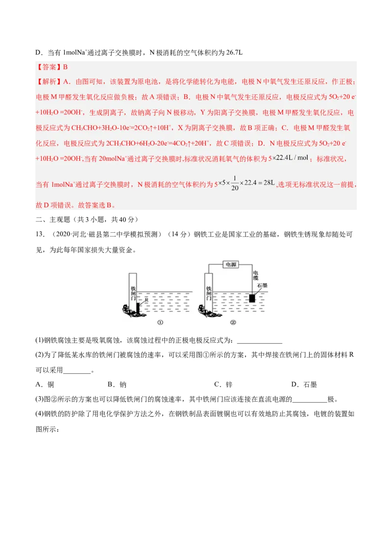 专题讲座（六）电解质介质和隔膜在电化学的作用（练）-2023年高考化学一轮复习讲练测（全国通用）（解析版）_05高考化学_通用版（老高考）复习资料_2023年复习资料_一轮复习
