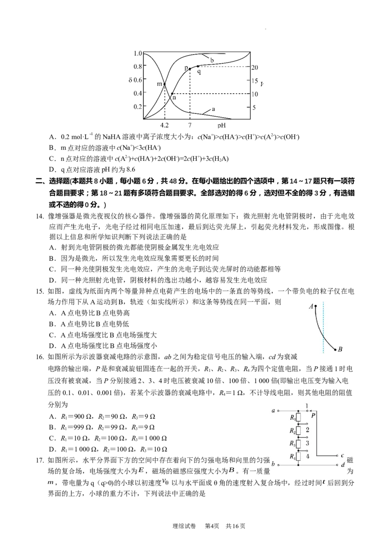 江西省重点中学盟校2023届高三下学期第一次联考试卷公众号：一枚试卷君_05高考化学_高考模拟题_新高考_江西省重点中学盟校2023届高三下学期第一次联考理综试卷