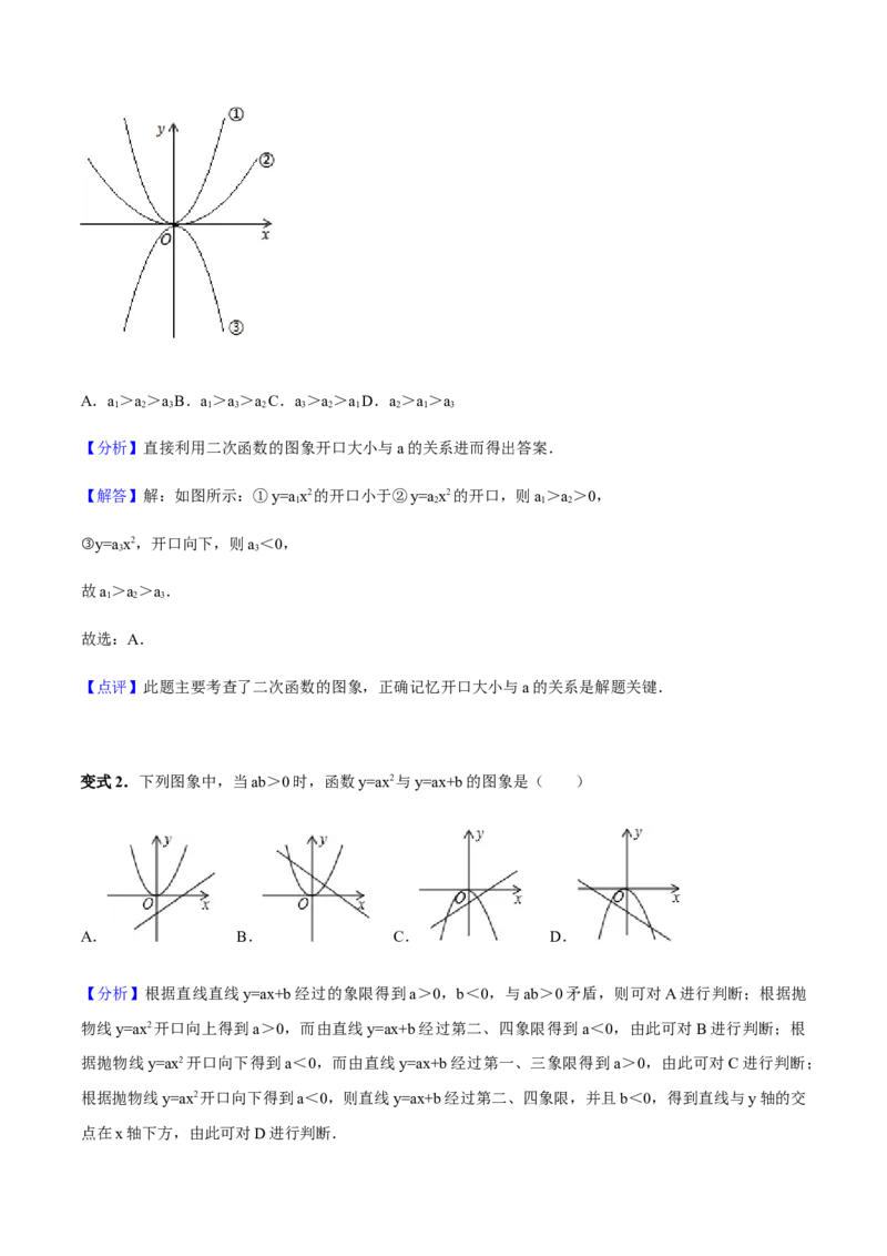 张颖人教版九年级数学上册教学案：22.1二次函数的图像和性质（教师版）_初中数学人教版_9上-初中数学人教版_05学案_导学案（第1套）