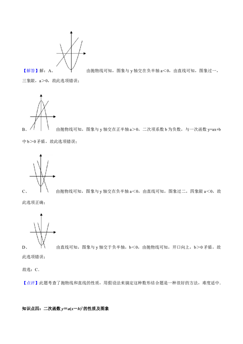 张颖人教版九年级数学上册教学案：22.1二次函数的图像和性质（教师版）_初中数学人教版_9上-初中数学人教版_05学案_导学案（第1套）