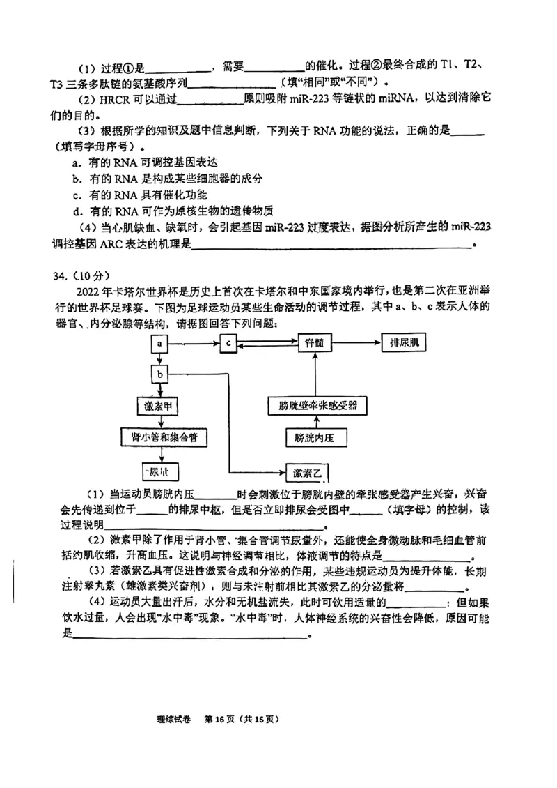 理科综合试题_05高考化学_高考模拟题_全国课标版_2023届安徽六安市省示范高中高三教学质量检测理综_2023届安徽六安市省示范高中高三教学质量检测理综