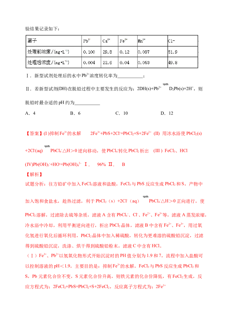 微专题17金属及其化合物制备流程（Pb）-备战2022年高考化学考点微专题（解析版）_05高考化学_新高考复习资料_2022年新高考资料_备战2022年高考化学考点微专题