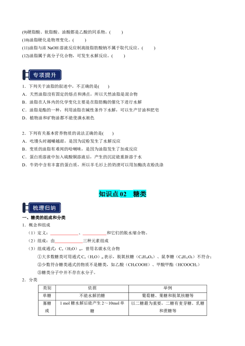 知识清单28生物大分子、合成高分子（原卷版）_05高考化学_2025年新高考资料_一轮复习_上好课2025年高考化学一轮复习知识清单3246985
