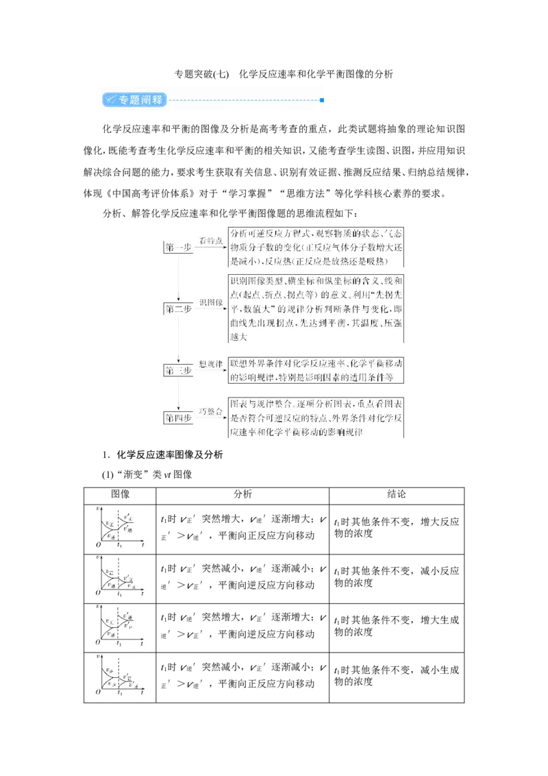 专题突破(七)化学反应速率和化学平衡图像的分析（教案）_05高考化学_新高考复习资料_2022年新高考资料_2022届一轮复习讲练结合_第七章化学反应速率和化学平衡
