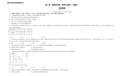 第十章数据的收集、整理与描述（选拔卷）-单元测试（人教版）（考试版）_初中数学人教版_7下-初中数学人教版_7下-初中数学人教版（旧版）赠送_06习题试卷_2单元测试