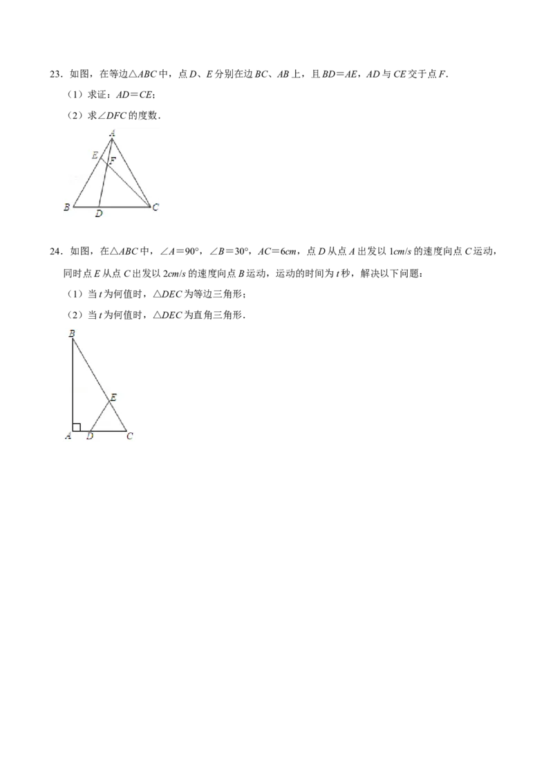 第十三章轴对称(B&middot;能力提升)-过关检测八年级数学上学期单元测试卷(人教版)(原卷版）_初中数学人教版_8上-初中数学人教版_旧版_06习题试卷_2单元测试_单元测试（第1套）