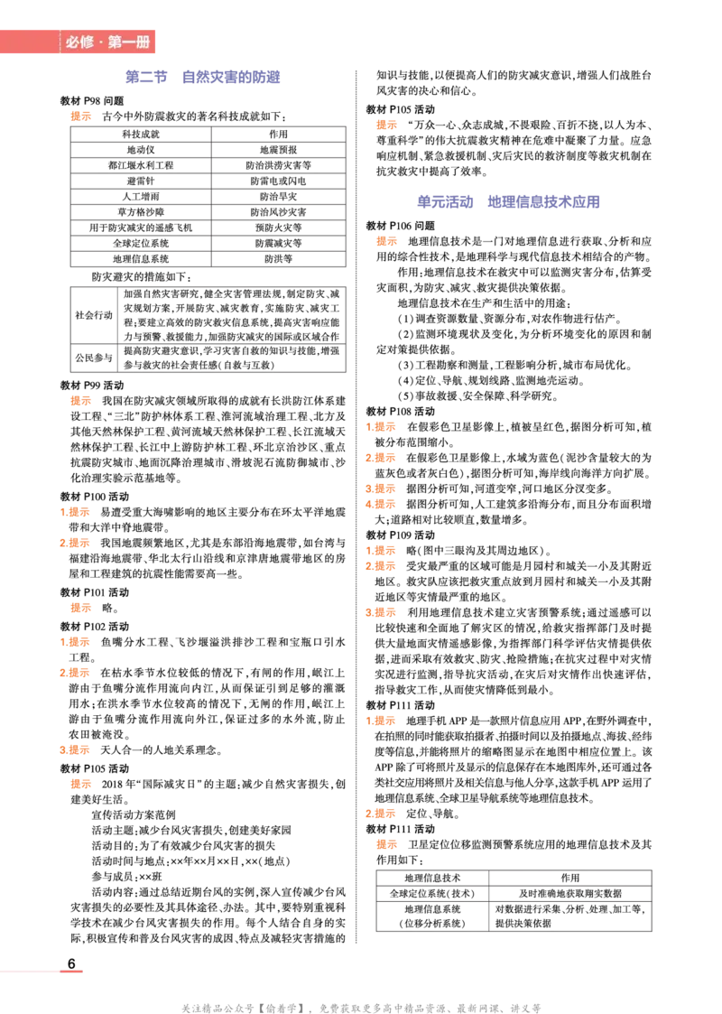 必修第1册鲁教地理教材习题答案(1)_高中全套电子教材及答案。_02高中教材参考答案_高中地理_鲁教版