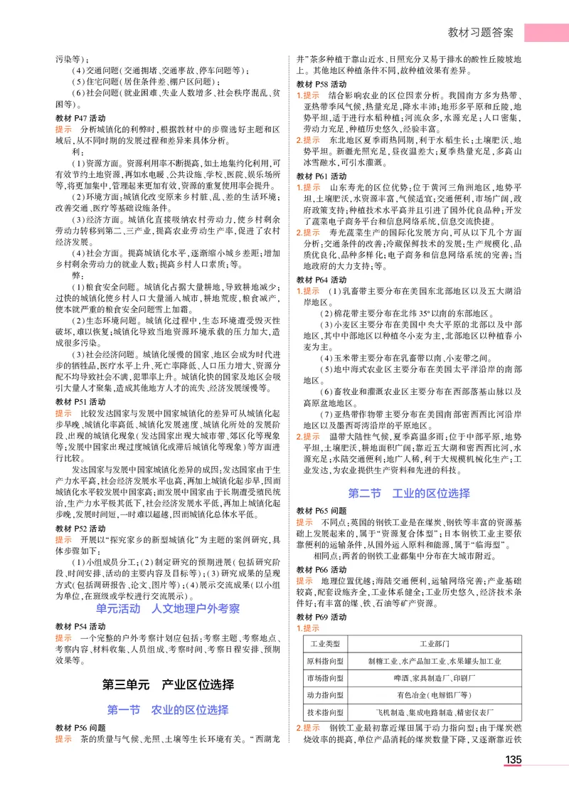 必修第2册鲁教地理教材习题答案_高中全套电子教材及答案。_02高中教材参考答案_高中地理_鲁教版