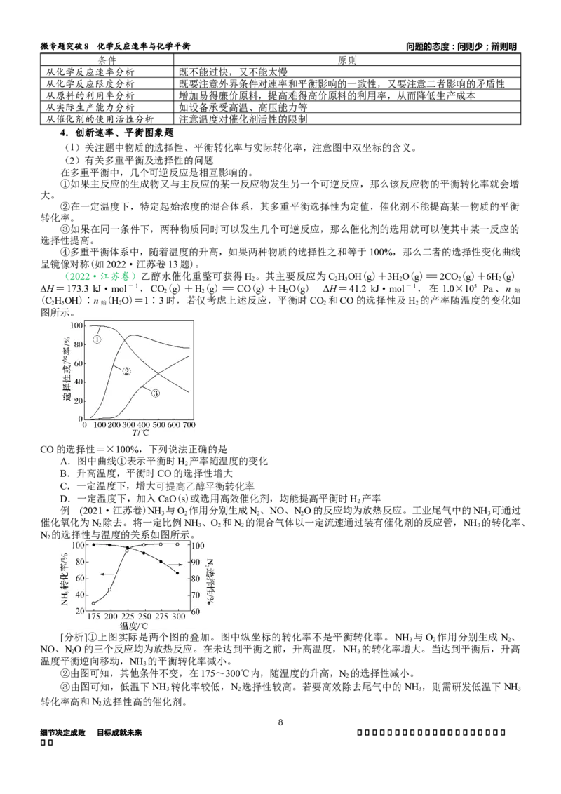微专题突破08化学反应速率与化学平衡（学案）（学生版）_05高考化学_2025年新高考资料_二轮复习_2025年高考化学二轮复习重点微专题突破学案（新高考专用）3419182