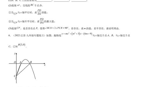 专题强化训练二二次函数大题题型训练-2022-2023学年九年级数学上册《考点&bull;题型&bull;技巧》精讲与精练高分突破（人教版）_初中数学人教版_9上-初中数学人教版_07专项讲练