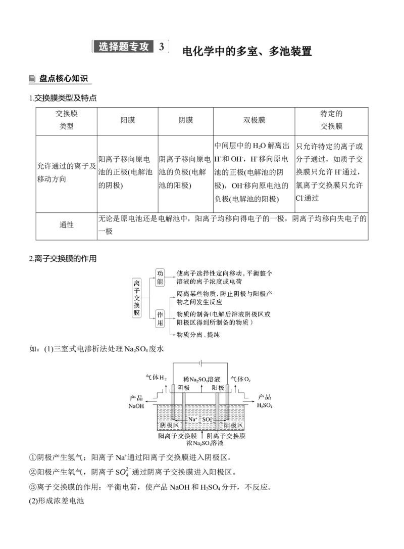 专题四　选择题专攻3　电化学中的多室、多池装置淘宝店：红太阳资料库_05高考化学_2025年新高考资料_二轮复习_2025年高考化学大二轮_2025化学二轮复习_大二轮专题复习