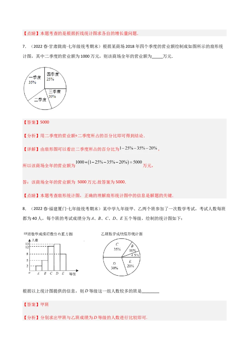 单元测试第十章数据的收集、整理与描述（A卷&middot;知识通关练）（解析版）_new_初中数学人教版_7下-初中数学人教版_7下-初中数学人教版（旧版）赠送_06习题试卷_2单元测试