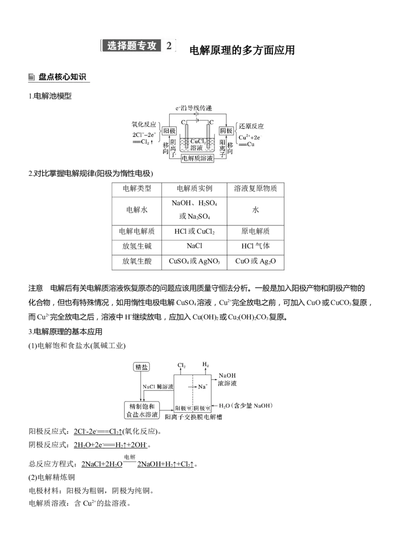 专题四　选择题专攻2　电解原理的多方面应用淘宝店：红太阳资料库_05高考化学_2025年新高考资料_二轮复习_2025年高考化学大二轮_2025化学二轮复习_专题四　电化学