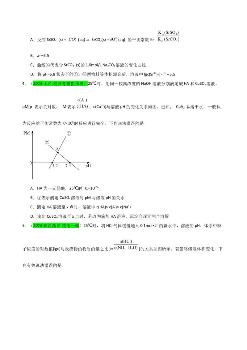 升级版微专题39水溶液中平衡图像的拓展与探析-备战2024年高考化学考点微专题（原卷版）(全国版)_05高考化学_新高考复习资料_2024年新高考资料_一轮复习资料