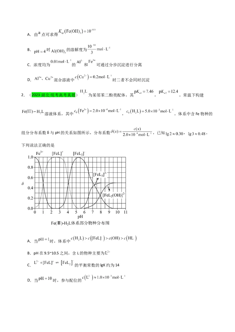升级版微专题39水溶液中平衡图像的拓展与探析-备战2024年高考化学考点微专题（原卷版）(全国版)_05高考化学_新高考复习资料_2024年新高考资料_一轮复习资料