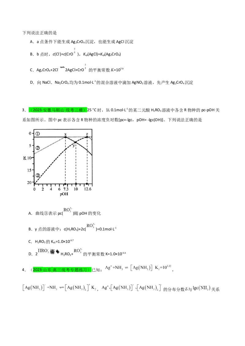 升级版微专题39水溶液中平衡图像的拓展与探析-备战2024年高考化学考点微专题（原卷版）(全国版)_05高考化学_新高考复习资料_2024年新高考资料_一轮复习资料