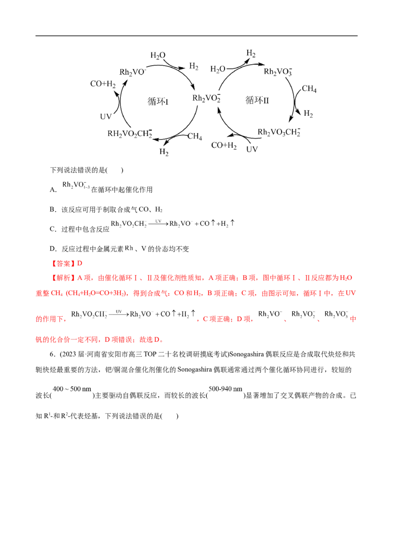微练10物质转化&ldquo;环式&rdquo;历程与机理（解析版）_05高考化学_新高考复习资料_2023年新高考资料_专项复习_2023年高考化学热点专项导航与精练（新高考专用）