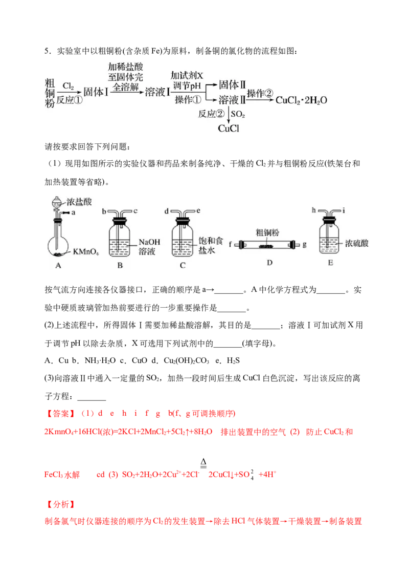 微专题19氯及其化合物的制备与性质探究-备战2022年高考化学考点微专题（解析版）_05高考化学_新高考复习资料_2022年新高考资料_备战2022年高考化学考点微专题