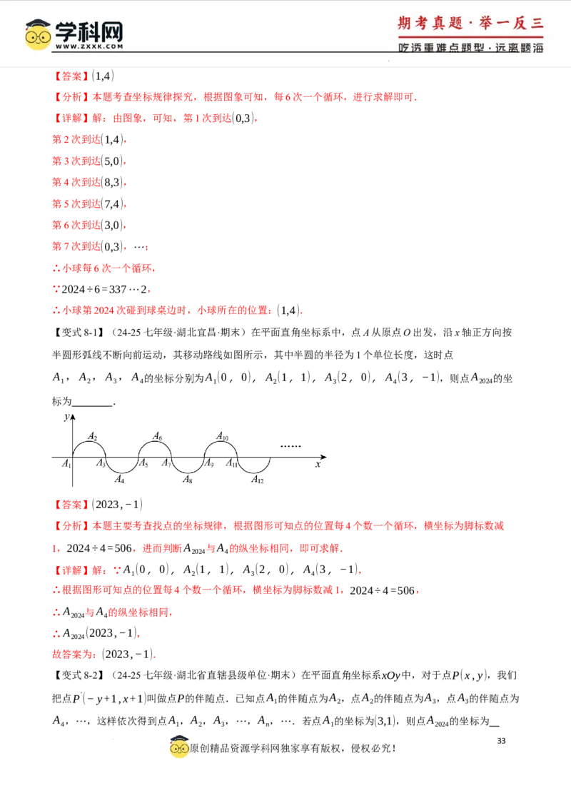 专题9.5平面直角坐标系全章专项复习2大考点8种题型（举一反三）（人教版2024）（解析版）_初中数学人教版_7下-初中数学人教版_7下-初中数学人教版（2025春季新版）持续更新