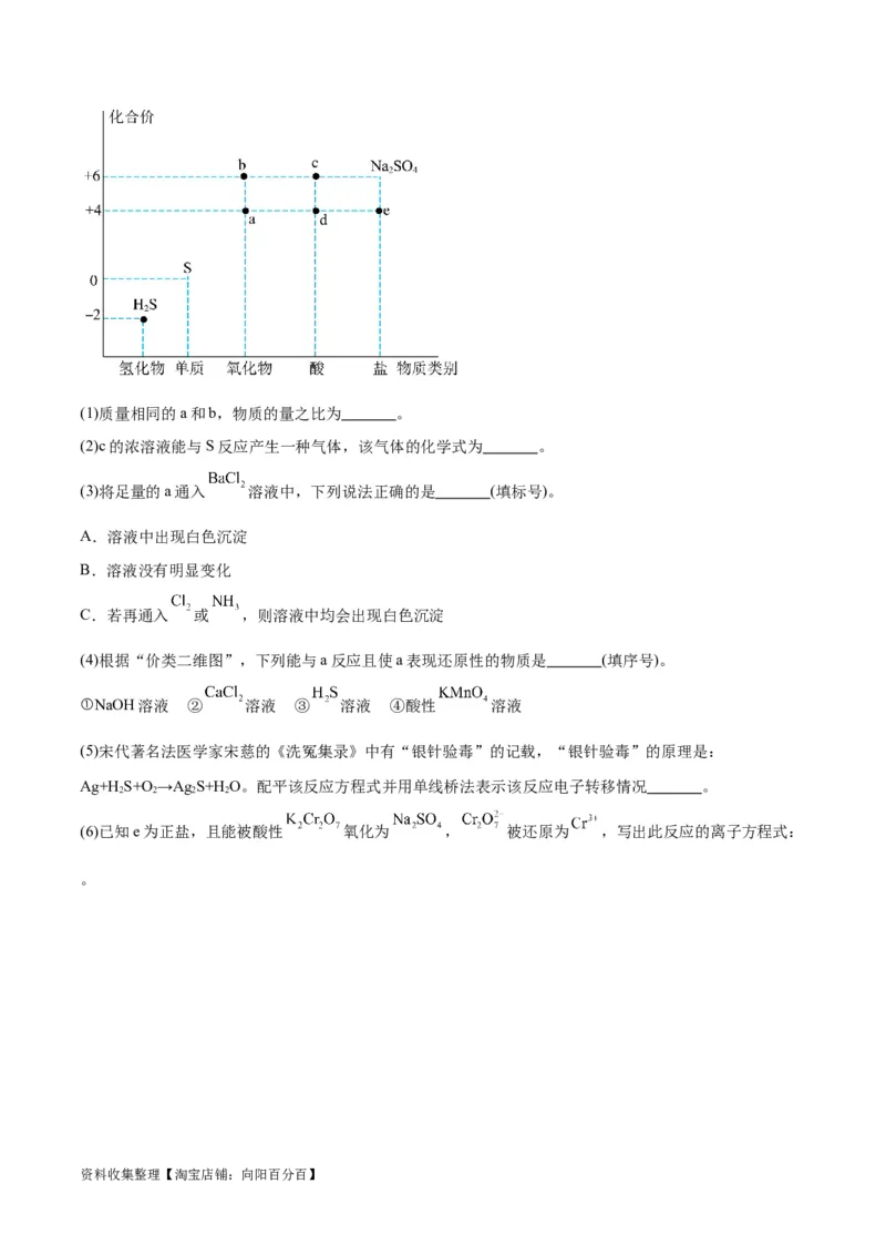 专题突破卷04&nbsp;非金属及其化合物（原卷版）_05高考化学_新高考复习资料_2024年新高考资料_一轮复习资料_完2024年高考化学一轮复习考点通关卷（新高考通用）_专题突破卷
