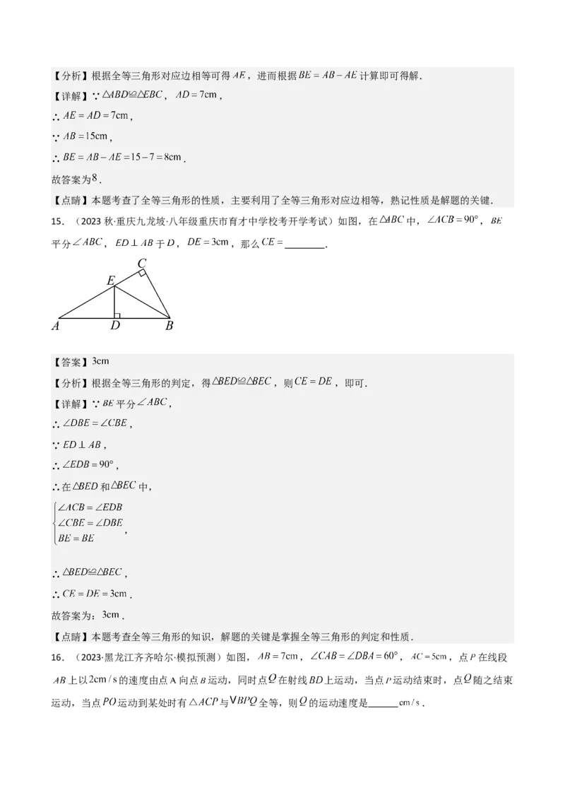 第12章全等三角形全章复习攻略与检测卷（2个概念2个性质2个判定2个技巧2个应用1种思想）（教师版）_初中数学_八年级数学上册（人教版）_常见题型通关讲解练-V3_2024版