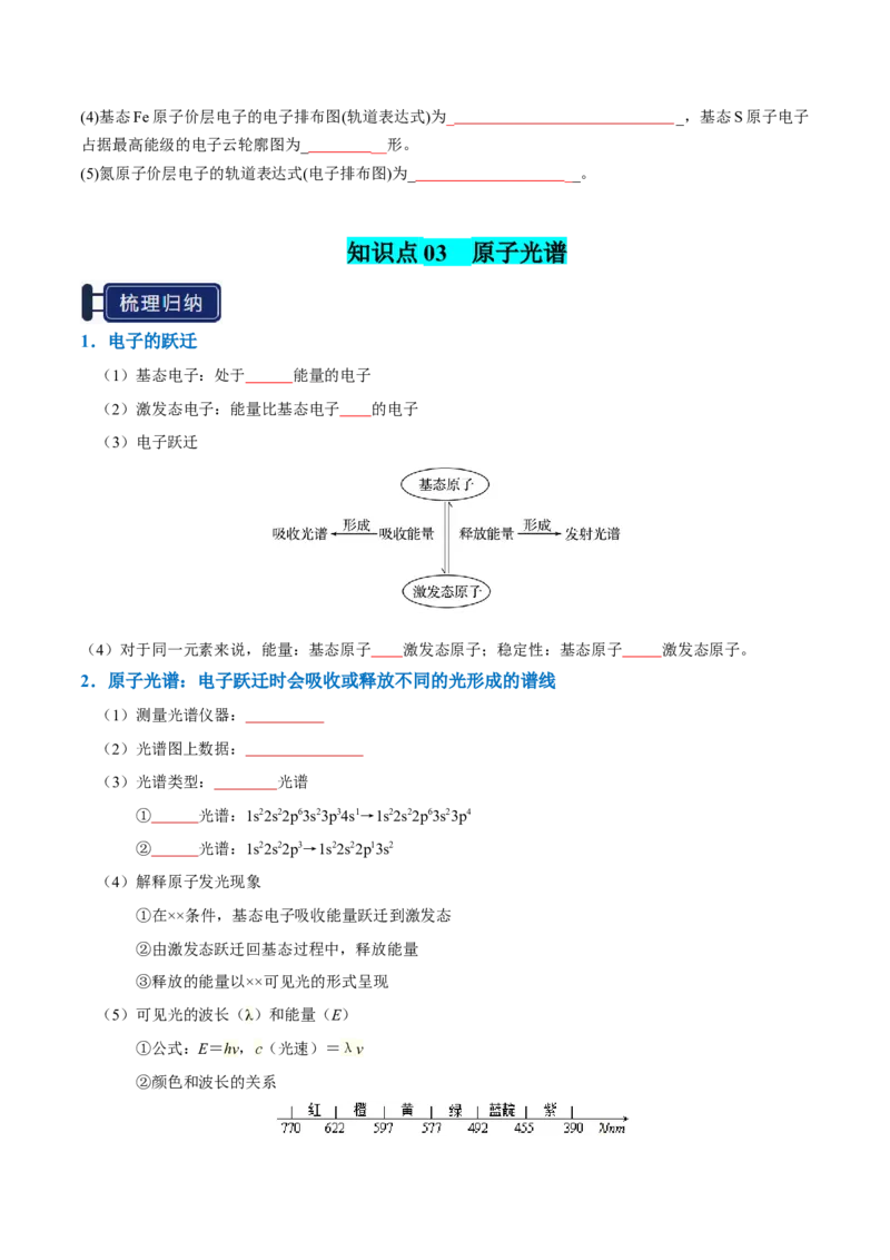知识清单14原子结构与性质（原卷版）_05高考化学_2025年新高考资料_一轮复习_上好课2025年高考化学一轮复习知识清单3246985