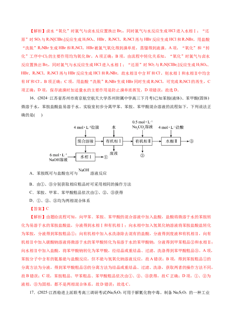 热点专项无机化工微流程分析（解析版）_05高考化学_2025年新高考资料_二轮复习_上好课2025年高考化学二轮复习讲练测（新高考通用）3379109_主题二元素及其化合物