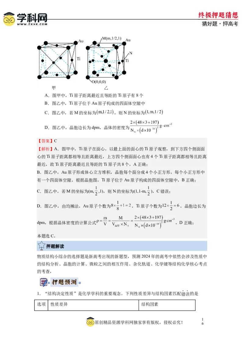 化学-2024年高考终极押题猜想（解析版）_05高考化学_2024年新高考资料_5.2024三轮冲刺_化学-2024年高考终极押题猜想