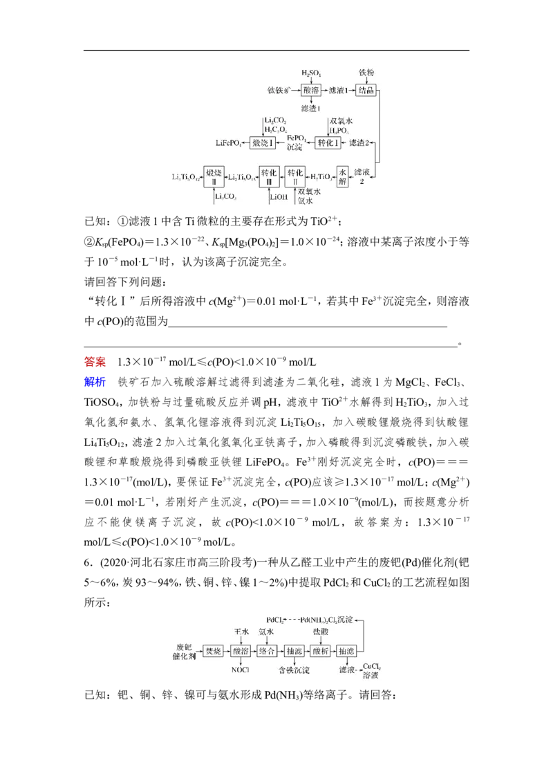 热点强化练16　化工流程中的生产条件的选择和Ksp的应用_05高考化学_通用版（老高考）复习资料_2023年复习资料_一轮复习_2023年高考化学一轮复习讲义+课件（全国版）_赠补充习题