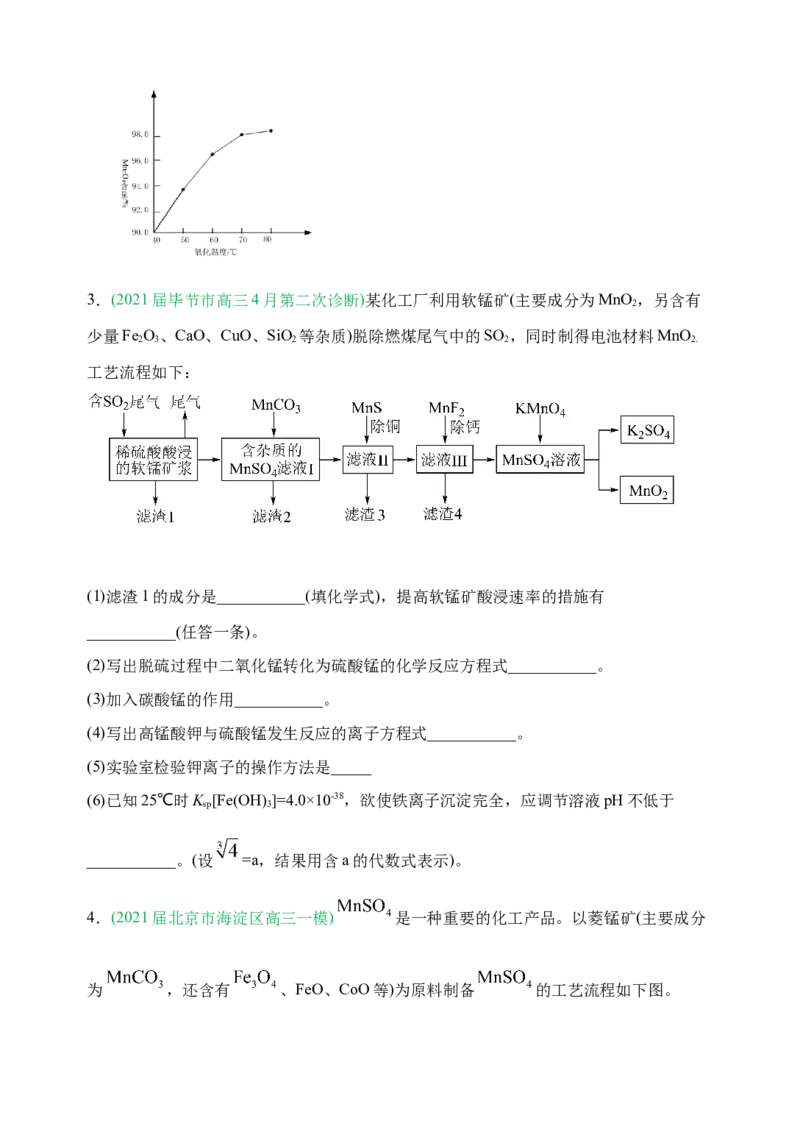 微专题18金属及其化合物制备流程（Mn）-备战2022年高考化学考点微专题（原卷版）_05高考化学_新高考复习资料_2022年新高考资料_备战2022年高考化学考点微专题