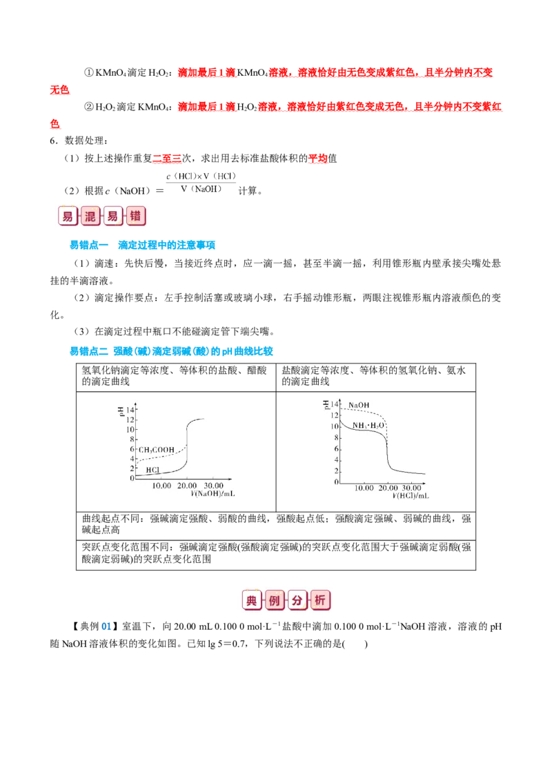 知识清单23+酸碱中和滴定-口袋书2024年高考化学一轮复习知识清单_05高考化学_2024年新高考资料_1.2024一轮复习_2024年高考化学一轮复习知识清单