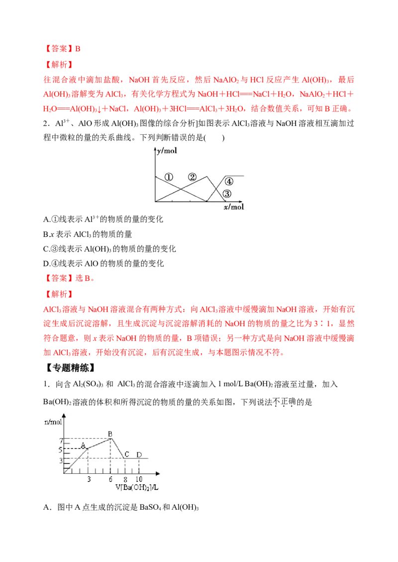 微专题12铝三角及其转化关系-备战2022年高考化学考点微专题（解析版）_05高考化学_新高考复习资料_2022年新高考资料_备战2022年高考化学考点微专题