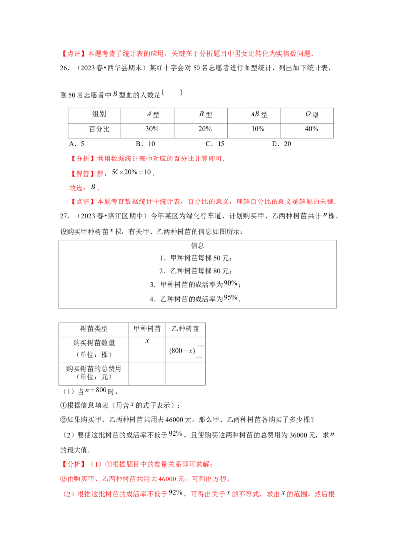 第11讲数据的收集、整理与描述（14个知识点+14种题型+强化训练）（教师版）_初中数学_七年级数学下册（人教版）_常见题型通关讲解练-V3
