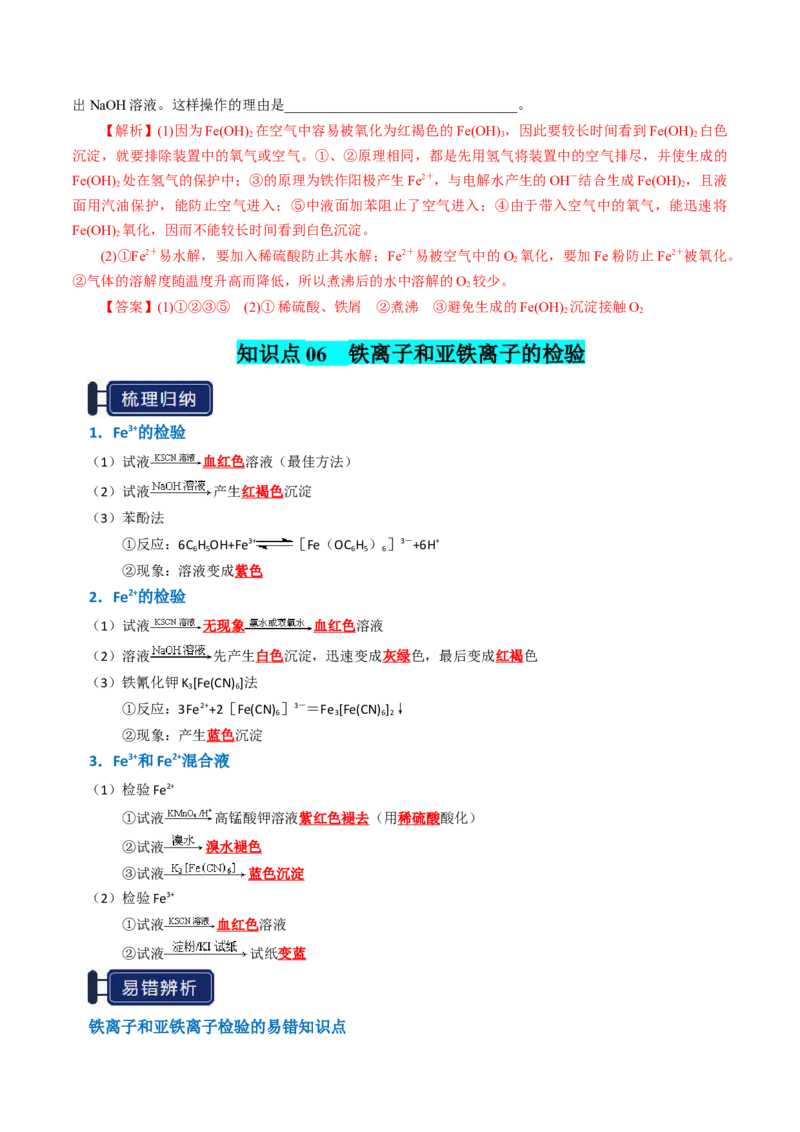 知识清单06铁及其重要化合物（解析版）_05高考化学_新高考复习资料_2025年新高考资料_上好课2025年高考化学一轮复习知识清单3246985