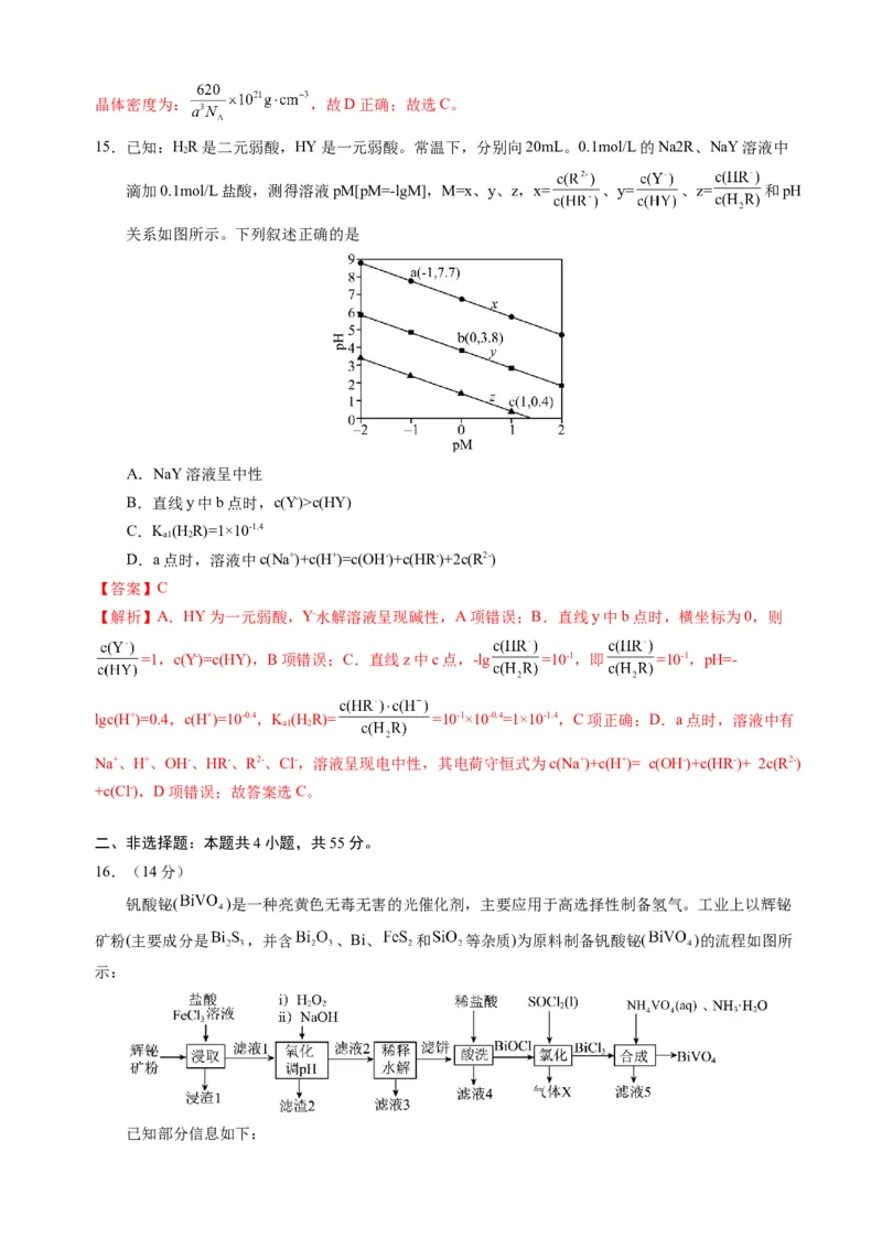 临考押题卷01（黑吉辽通用）（解析版）_05高考化学_2024年新高考资料_5.2024三轮冲刺_备战2024年高考化学临考题号押题（辽宁、黑龙江、吉林专用）323497313