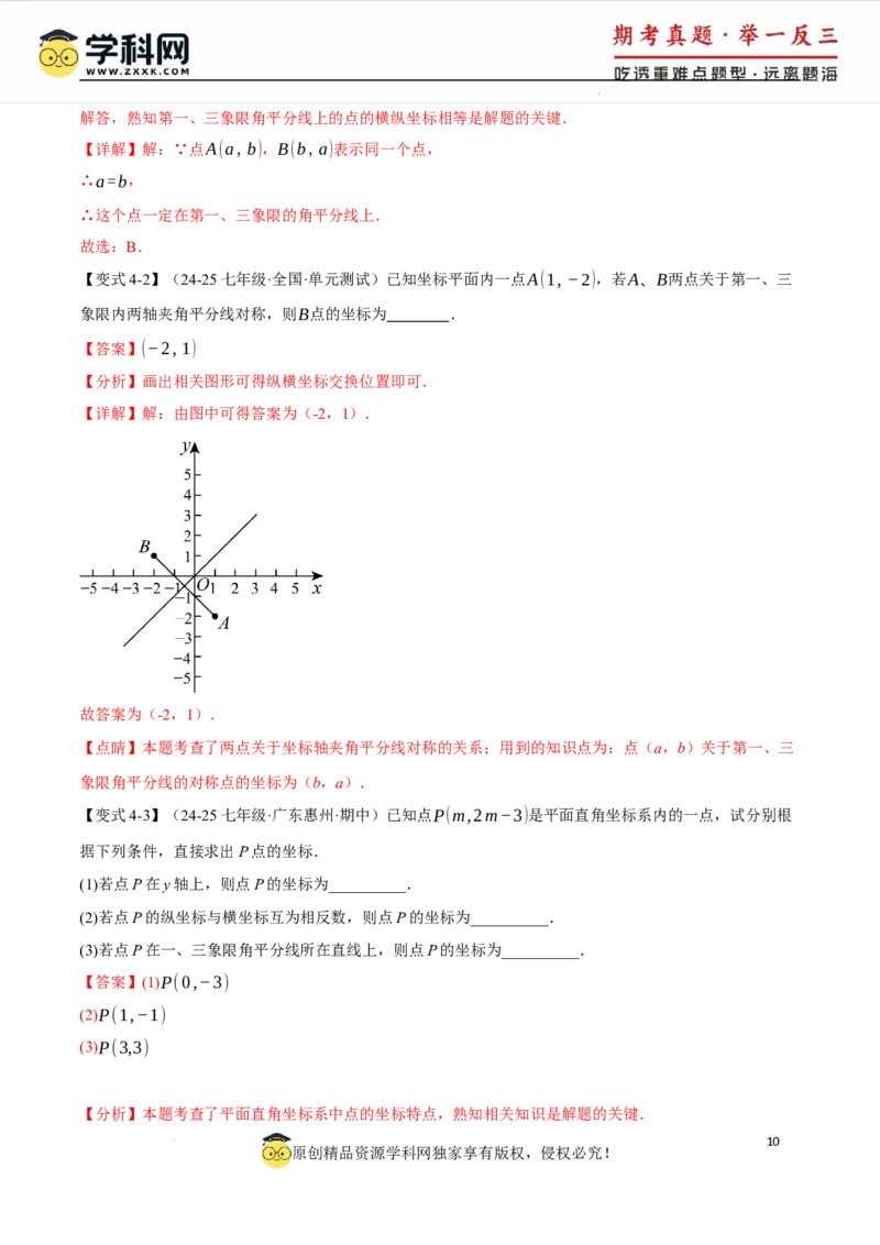 专题9.1平面直角坐标系十大题型（举一反三）（人教版2024）（解析版）_初中数学人教版_7下-初中数学人教版_7下-初中数学人教版（2025春季新版）持续更新_04专项讲练