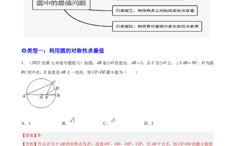 培优专题20圆中的最值问题-解析版_初中数学人教版_9下-初中数学人教版_07专项讲练_核心考点突破2022-2023学年九年级数学精选专题培优讲与练（人教版）