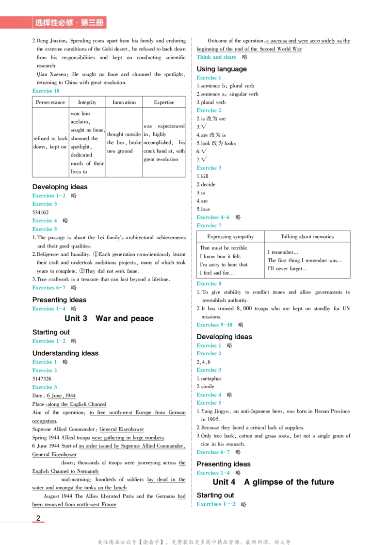外研选择性必修3教材习题答案_高中全套电子教材及答案。_02高中教材参考答案_高中英语_外研版