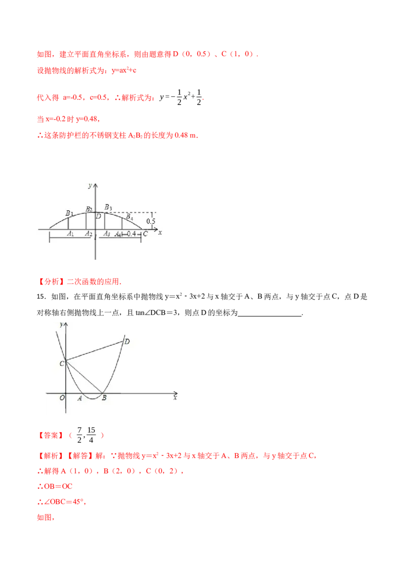 第22章二次函数单元检测-2023考点题型精讲（解析版）_初中数学人教版_9上-初中数学人教版_07专项讲练_重要笔记九年级数学上册重要考点精讲精练(人教版)
