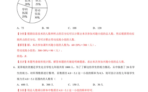 第十章数据的收集、整理与描述章末测试（解析版）_初中数学人教版_7下-初中数学人教版_7下-初中数学人教版（旧版）赠送_07专项讲练