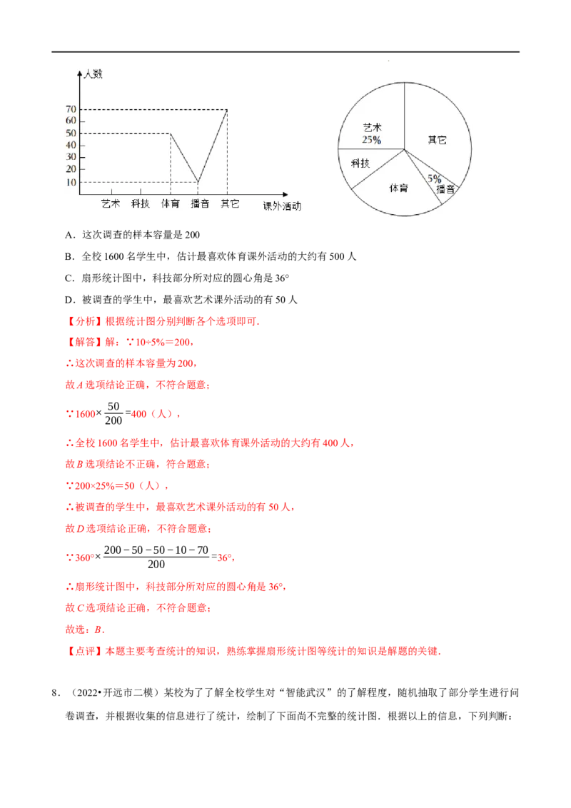 第十章数据的收集、整理与描述章末测试（解析版）_初中数学人教版_7下-初中数学人教版_7下-初中数学人教版（旧版）赠送_07专项讲练