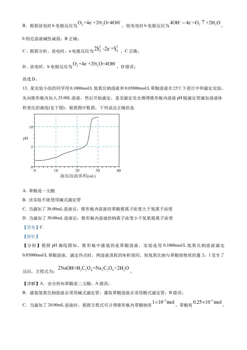 化学试题（解析版）_05高考化学_高考模拟题_新高考_2023届北京市通州区高三上学期期末考试化学_2023届北京市通州区高三上学期期末考试化学