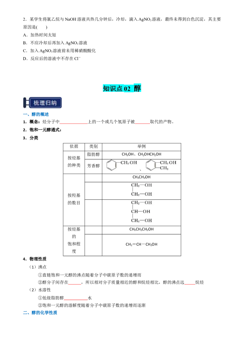 知识清单27烃的衍生物-口袋书2025年高考化学一轮复习知识清单（新高考专用）（原卷版）_05高考化学_2025年新高考资料_一轮复习_上好课2025年高考化学一轮复习知识清单3246985