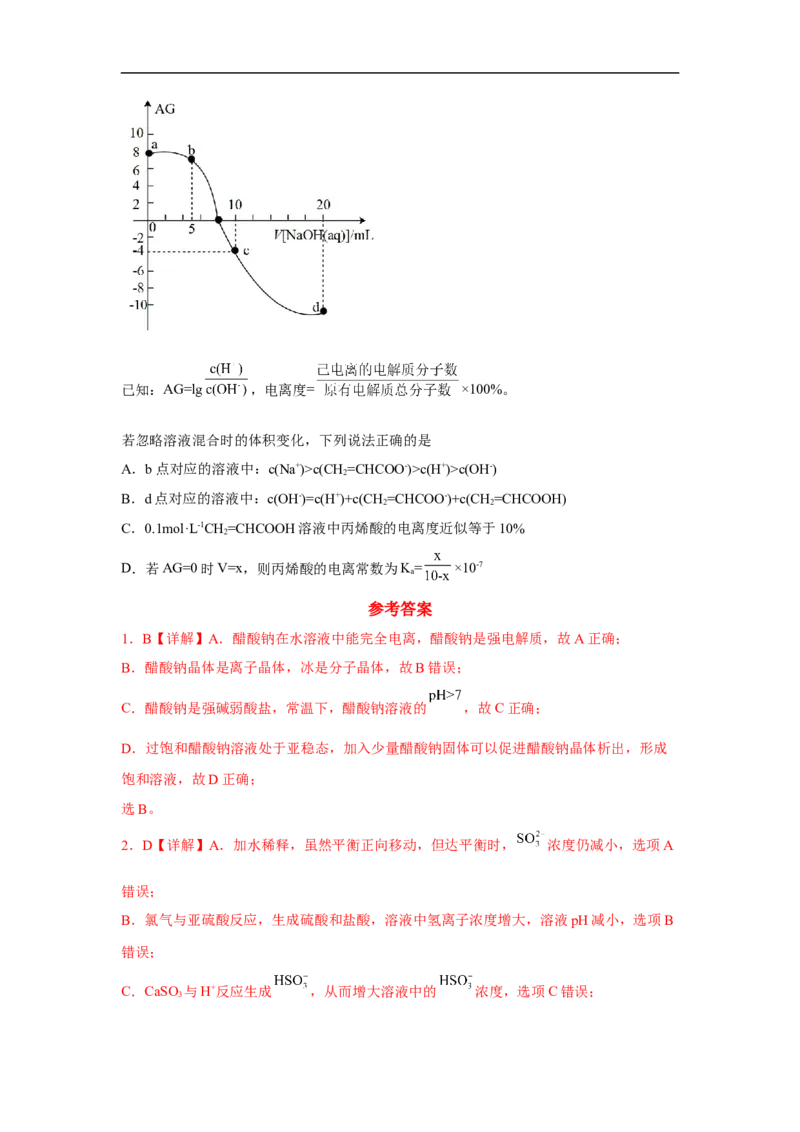 易错点23弱电解质的电离平衡-备战2023年高考化学考试易错题（解析版）_05高考化学_通用版（老高考）复习资料_2023年复习资料_专项复习_备战2023年高考化学考试易错题（全国通用）