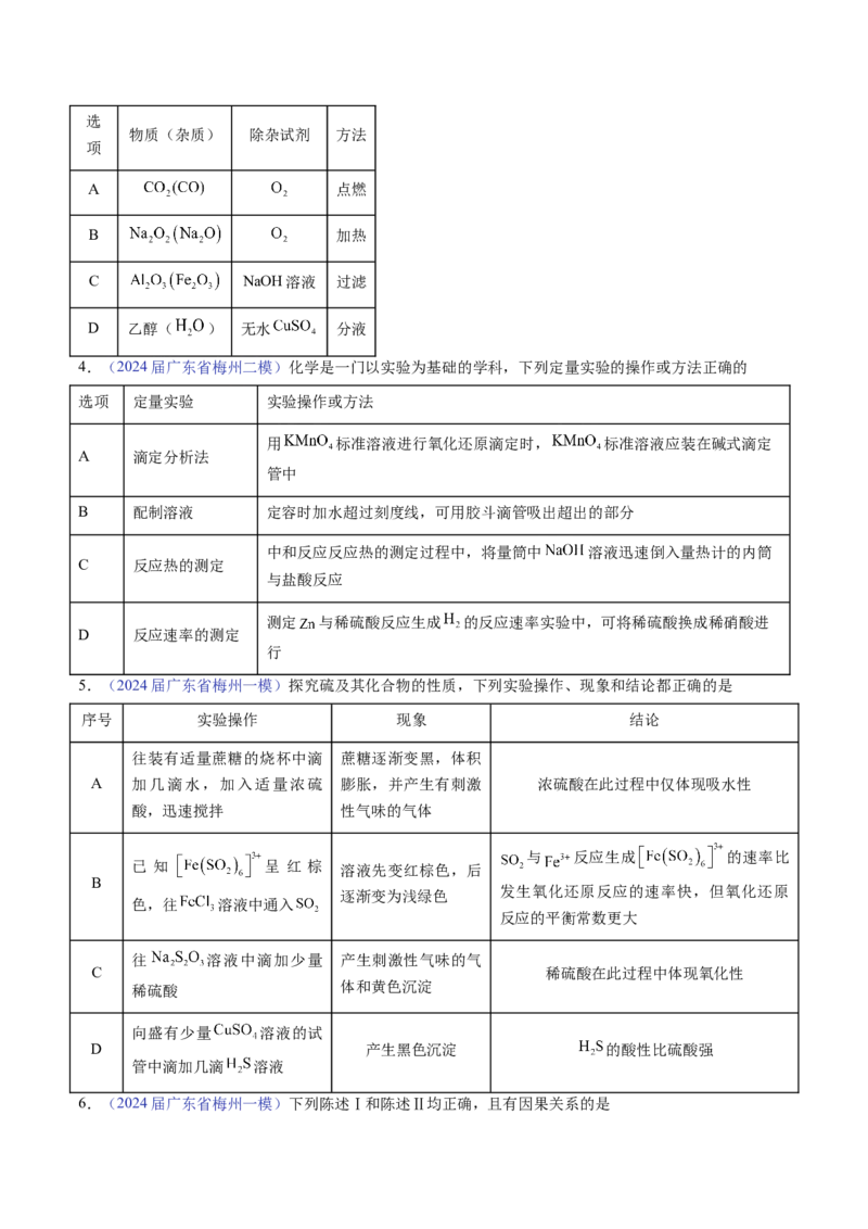 押广东卷第14题&nbsp;化学实验操作、现象与结论评价（原卷版）_05高考化学_2024年新高考资料_5.2024三轮冲刺_备战2024年高考化学临考题号押题（广东卷）323301515