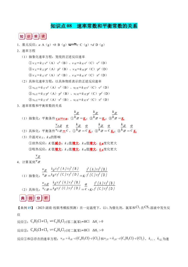 知识清单21+化学反应速率与化学平衡-口袋书2024年高考化学一轮复习知识清单_05高考化学_2024年新高考资料_1.2024一轮复习_2024年高考化学一轮复习知识清单